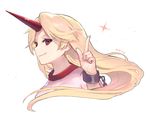  ainy77 bad_id bad_pixiv_id blonde_hair blush commentary_request cuffs from_side horn hoshiguma_yuugi long_hair looking_at_viewer profile red_eyes shackles shirt short_sleeves smile solo sparkle touhou upper_body white_shirt 