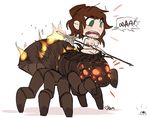  arachnid arthropod breasts chaos_witch_quelaag dark_souls english_text fire human mammal melee_weapon nipples polearm spear spider tamyra text video_games weapon 