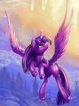  2014 cloud cutie_mark equine feathered_wings feathers female feral flying friendship_is_magic fur hair horn mammal multicolored_hair my_little_pony outside purple_feathers purple_fur purple_hair solo spread_wings twilight_sparkle_(mlp) viwrastupr winged_unicorn wings 