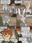  alternate_universe anthro canine clothed clothing comic dialogue digital_media_(artwork) disney emmitt_otterton finnick fox hi_res judy_hopps lagomorph mammal mustelid nick_wilde otter progressoftomorrow rabbit text zootopia 