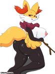  2016 anthro big_breats big_butt braixen breasts butt canine edit female fox mammal nintendo orange-peel pok&eacute;mon simple_background solo video_games white_background 