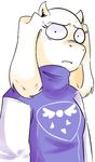  2016 anthro boss_monster caprine clothing disturbed edit female fur gakime goat horn humanoid long_ears mammal reaction_image robe solo stare toriel undertale video_games white_fur 