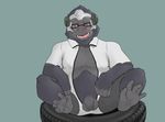  anthro ape balls barefoot blush clothed clothing dialogue flaccid front_view gorilla headphones humanoid_penis kaptcha legs_up looking_at_viewer male mammal open_mouth open_shirt overwatch penis poking_out prehensile_feet primate sitting solo spread_legs spreading uncut video_games winston_(overwatch) 