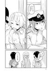  alternate_costume bag bangs blunt_bangs casual comic female_admiral_(kantai_collection) from_behind fubuki_(kantai_collection) grabbing greyscale hair_ribbon half_updo hat headgear_removed hood hoodie kantai_collection long_hair low_ponytail military military_uniform miyuki_(kantai_collection) monochrome multiple_girls murakumo_(kantai_collection) nathaniel_pennel naval_uniform open_mouth ponytail ribbon school_uniform shirt short_eyebrows short_hair short_ponytail shoulder_bag sidelocks translated tress_ribbon uniform 