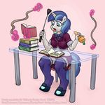  anthro anthrofied carrot chair clothed clothing crossgender desk equine female food friendship_is_magic hi_res horn magic mammal miniskirt my_little_pony nipple_bulge riding_crop rope saliva school_uniform shining_armor_(mlp) sitting skirt smudge_proof solo studying underbutt unicorn uniform vegetable whip 