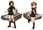  absurdres alina_(girls_und_panzer) blush_stickers collaboration cover dvd_cover emblem fur_hat girls_und_panzer ground_vehicle hat highres is-2 kv-2 looking_at_viewer military military_uniform military_vehicle motor_vehicle multiple_girls nina_(girls_und_panzer) official_art osvobozhdenie_(movie) pravda_(emblem) pravda_military_uniform short_hair standing tank uniform ushanka 