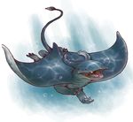  air_bubble aquatic_dragon dragon feral iguanamouth long_tail manta_ray marine open_mouth scalie smile swimming underwater water 