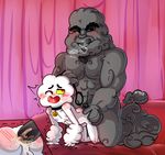  2016 all_fours anal anal_penetration balls blue_eyes blush butt cartoon_network cloud collar colored_cum cum cum_inside digital_media_(artwork) doggystyle duo erection fluffy from_behind_position fur hair kmf97 leash leash_and_collar male male/male master/slave mr._small mr._yoshida nipples not_furry nude open_mouth penetration penis rainbow_cum red_eyes sex simple_background size_difference smile the_amazing_world_of_gumball tongue tongue_out unusual_cum white_fur 