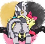  2016 abstract_background absurd_res amber_eyes anal anal_penetration anus apple_bloom_(mlp) balls butt changeling cutie_mark double_penetration drone_(mlp) dsninja ear_piercing earth_pony equine female feral friendship_is_magic fur grey_fur group hair hair_bow hair_ribbon herm hi_res horse intersex jewelry mammal my_little_pony penetration piercing pony red_hair ribbons vaginal vaginal_penetration yellow_fur zebra zecora_(mlp) 