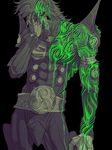  bad_id bad_pixiv_id beard belt black_background dagda facial_hair green green_eyes hand_on_own_face male_focus shin_megami_tensei shin_megami_tensei_iv shin_megami_tensei_iv_final skull solo tattoo yasui_(neu032) 