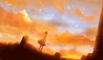  cloud dress from_behind original outdoors sakimori_(hououbds) scenery solo standing sunset 