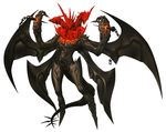  chain claws commentary demon doi_masayuki hands_up horns impaled large_hands male_focus multiple_heads multiple_wings no_feet official_art satan_(megami_tensei) shin_megami_tensei shin_megami_tensei_iv shin_megami_tensei_iv_final shoulder_spikes skull spikes tail wings 