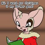  ambiguous_gender antonya_flynn book christmas clothing dialogue english_text grey_eyes hair_loss holidays inkwell_pony mammal mouse rodent text 