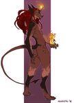  2016 5_fingers anthro digitigrade fire hair looking_at_viewer magic male nude red_hair solo standing viktria yellow_eyes zummeng 