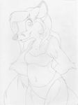  aged_up anthro bra canine clothing female fox front_view greyscale hands_behind_back krissy_chambers line_art looking_at_viewer mammal mizzyam monochrome navel panties pencil_(artwork) pinup pose smile solo standing traditional_media_(artwork) underwear 