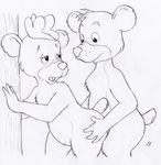  anthro bear bongo disney female from_behind_position fur hair half-closed_eyes hat hip_grab lulubelle male male/female mammal open_mouth sex sketch smile standing tree unknown_artist 