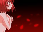  artist_request breast_hold breasts highres karin large_breasts maaka_karin nude red_eyes red_hair solo wallpaper 