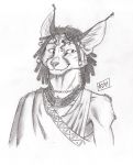  0laffson 2019 anthro caracal caracal_(genus) felid feline fur hair mammal sketch smile solo traditional_media_(artwork) 