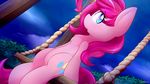  blue_eyes chest_tuft cutie_mark dshou earth_pony equine female feral friendship_is_magic fur hair hooves horse mammal my_little_pony night nude outside pink_fur pink_hair pinkie_pie_(mlp) pony sitting sky solo swing tuft 