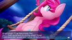  blue_eyes chest_tuft cutie_mark dshou earth_pony english_text equine female feral friendship_is_magic fur hair hooves horse mammal my_little_pony night nude outside pink_fur pink_hair pinkie_pie_(mlp) pony sitting sky solo swing text tuft 