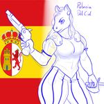  anthro armor clothing conquestador equine female gun handgun hi_res horse mammal melee_weapon nukenugget pistol ranged_weapon spain weapon 