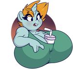  anthro beverage big_breasts breasts cleavage clothed clothing crossgender equine female friendship_is_magic horn huge_breasts mammal my_little_pony overweight sbshouseofpancakes snips_(mlp) soda solo unicorn 