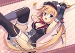  bicolored_eyes blonde_hair breasts cleavage hat kobuichi long_hair otome_domain palette_qualia stockings twintails 