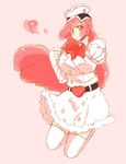  bad_id bad_pixiv_id bleach blush bow bowtie breasts byuuuun1 coat fur_trim gloves hat heart highres large_breasts long_hair meninas_mcallon pink_background pink_eyes pink_hair simple_background solo 