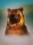  2016 ambiguous_gender bear bearlyfeline black_nose blurred_background brown_eyes brown_fur bust_portrait digital_media_(artwork) digital_painting_(artwork) feral front_view fur grizzly_bear hi_res looking_at_viewer mammal portrait signature solo 