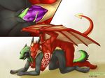  2016 all_fours anthro athya_(nabkis) black_fur clitoral_hood doggystyle dragon female from_behind_position fur green_nipples green_pussy green_tongue horn huskeeburn21 male male/female nipples orgasm_face penetration prehensile_clitoral_hood purple_cock pussy red_scales scales sergal sex spade_tail vaginal vaginal_penetration 
