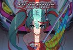  aqua_hair bare_shoulders choker flag from_above gloves goodsmile_racing hatsune_miku long_hair looking_at_viewer orange_gloves race_queen racecar racing_miku racing_miku_(2016) smile solo twintails upper_body vocaloid yoneyama_mai 