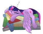  2015 alpha_channel book cutie_mark dragonfoxgirl equine eyes_closed feathered_wings feathers female feral friendship_is_magic fur hair horn mammal multicolored_hair my_little_pony purple_feathers purple_fur simple_background sleeping solo spread_wings transparent_background twilight_sparkle_(mlp) winged_unicorn wings 