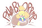  animal_crossing blush canine clothing diaper feces hyper hyper_feces isabelle_(animal_crossing) mammal nintendo push scat sir-dancalot skirt soiling surprise video_games 