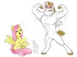  2015 alpha_channel angel_(mlp) armpits blonde_hair bulk_biceps_(mlp) cutie_mark dragonfoxgirl equine feathered_wings feathers female feral fluttershy_(mlp) friendship_is_magic fur group hair lagomorph male mammal my_little_pony pegasus pink_hair rabbit simple_background smile straining transparent_background white_feathers white_fur wings yellow_feathers yellow_fur 