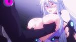 1boy 1girl animated animated_gif bouncing_breasts breast_smother breasts chidorigafuchi_aine hida_kizuna large_breasts masou_gakuen_hxh nipple_tweak nipples 