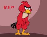  angry angry_birds anthro anthrofied avian beak bird english_text featureless_crotch fist flat_colors frown male mizzyam nude red_(angry_birds) solo standing text video_games 