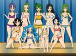  6+girls ace_trainer_(pokemon) blue_eyes blue_hair blush bra breasts female green_hair multiple_girls npc_trainer open_mouth panties pokemon pokemon_(game) purple_hair smile tagme underwear 