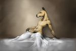  2016 anthro bed bed_sheet bedding brown_fur bulge equine fur horse male mammal navel nude signature solo wiredhooves 
