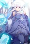  :o animal artist_name bare_shoulders breasts cat chiiririn crystal dress elf emilia_(re:zero) flower frilled_dress frilled_legwear frilled_sleeves frills hair_flower hair_ornament hair_ribbon long_hair looking_at_viewer medium_breasts pointy_ears puck_(re:zero) purple_eyes re:zero_kara_hajimeru_isekai_seikatsu ribbon silver_hair thighhighs white_legwear wide_sleeves wind x_hair_ornament 