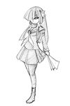  1girl black_serafuku camel_(dansen) female monochrome sailor_timer sailor_uniform simple_background skirt solo white_background 