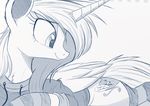  2016 clothing cup cutie_mark dialogue english_text equine female friendship_is_magic hair hoodie horn legwear macro male mammal messy_hair monochrome my_little_pony ncmares princess_cadance_(mlp) shining_armor_(mlp) socks text unicorn winged_unicorn wings 