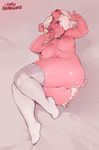  2016 after_sex anal anthro armpits blush breasts clothing collar cum cum_from_ass cum_in_ass cum_inside emelie female legwear looking_at_viewer mammal nipples norasuko nude pig porcine puffy_nipples pussy pussy_juice slightly_chubby solo stockings thick_thighs 