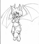  anthro bat bikini bikini_top black_and_white breasts cleavage clothed clothing cute endtown fan_character female hair jamil_(artist) looking_at_viewer mammal membranous_wings midriff monochrome short_hair shorts skimpy smile swimsuit wings 