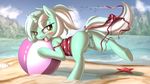  2016 amber_eyes anatomically_correct anatomically_correct_pussy animal_genitalia animal_pussy anus aryanne avian ball beach bird blush butt clitoris clothed clothing cloud equine equine_pussy female feral friendship_is_magic fur green_fur hair horse landscape licking looking_at_viewer lyra_heartstrings_(mlp) mammal multicolored_hair my_little_pony outside panties pony pussy sand seaside sky solo tongue tongue_out two_tone_hair underwear water 