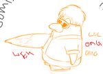  alec8ter anthro avian bird clothing drawpile eyewear penguin sketch sunglasses surfboard text 