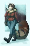  anthro clothed clothing female lemur mammal open_mouth primate slightly_chubby smile snow solo standing teeth tongue tsukinori 