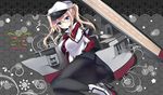 blonde_hair blue_eyes capelet graf_zeppelin_(kantai_collection) hat ichiyou_moka iron_cross kantai_collection legs looking_at_viewer md5_mismatch military military_uniform necktie pantyhose peaked_cap pleated_skirt skirt smile solo thighs twintails uniform white_hat 