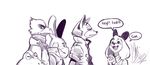  amphibian anthro avian bird black_nose canine clothing dog english_text falco_lombardi fay_spaniel female fox fox_mccloud frog group happy hat jacket lagomorph long_ears male mammal monochrome nintendo open_mouth peppy_hare rabbit scarf sho-n-d slippy_toad star_fox text video_games 