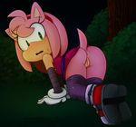  2016 amy_rose anthro anus ass_up blush bottomless butt clothed clothing cummysonic female footwear fur gloves hair hearlesssoul hedgehog hi_res legwear looking_at_viewer looking_back mammal presenting presenting_hindquarters presenting_pussy pussy raised_tail solo sonic_(series) stockings video_games 