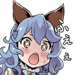  1girl animal_ears asanagi bangs blue_hair blush cat_ears chestnut_mouth erune ferry_(granblue_fantasy) granblue_fantasy hair_between_eyes long_hair lowres orange_eyes portrait simple_background solo sparkle sparkling_eyes sweat symbol-shaped_pupils white_background 